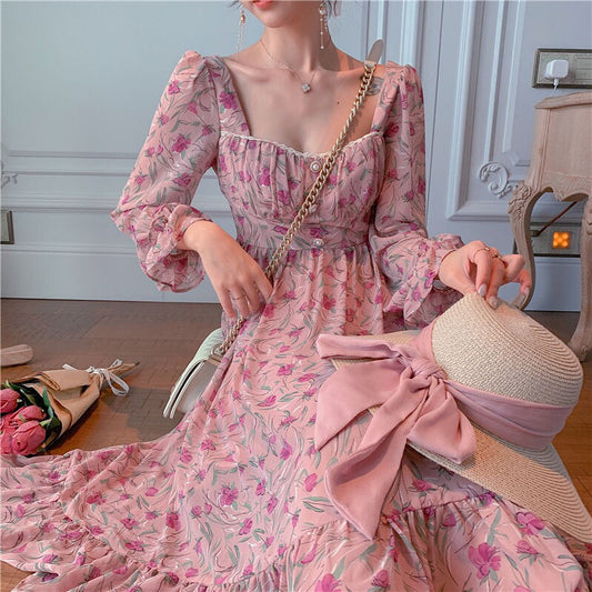 Pink Elegant Sweet Floral Dress