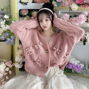 Cute Bowknot Loose Knitted Cardigan