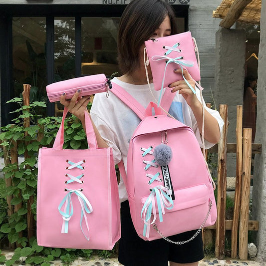 Cute Ribbon Backpack Set