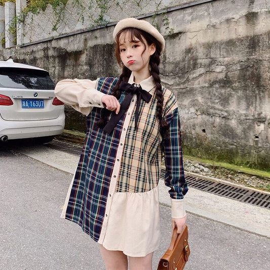 Chic Plaid Irregular Short Dress