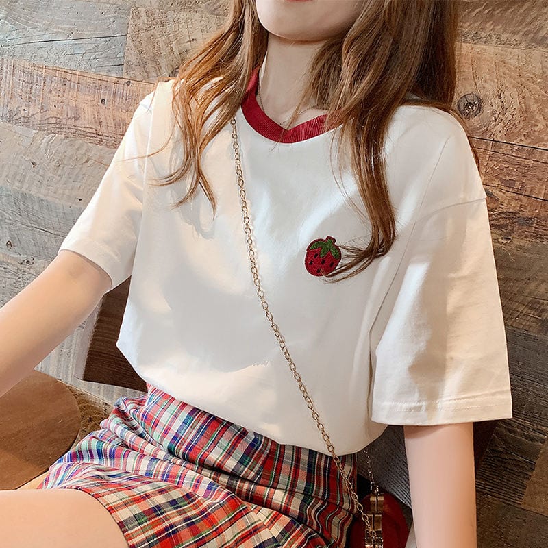 Kawaii Pattern Pink Loosed T-shirt