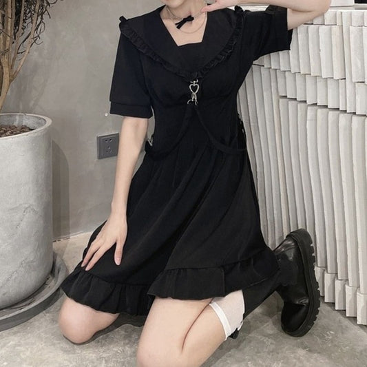 Kawaii Ruffle Short Sleeve Wrap Mini Dress