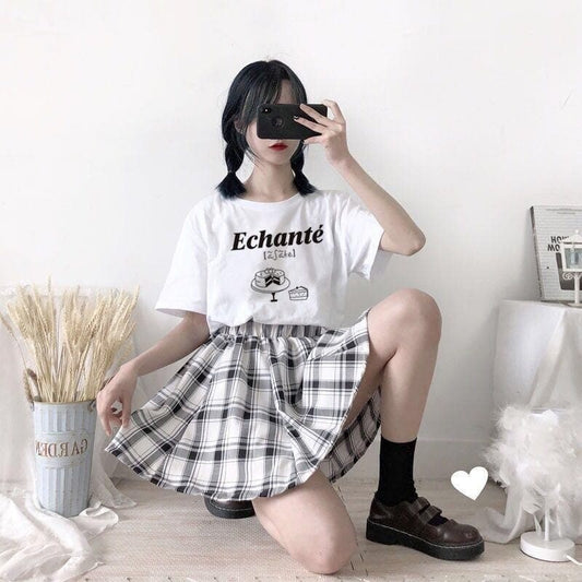 Kawaii Soft Girl Plaid Mini Skirts