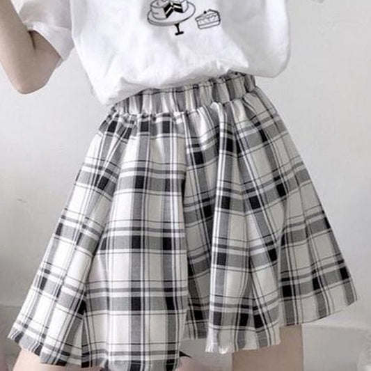 Kawaii Soft Girl Plaid Mini Skirts