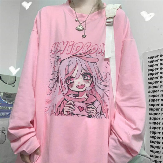 Kawaii Pink Anime Girl Tee