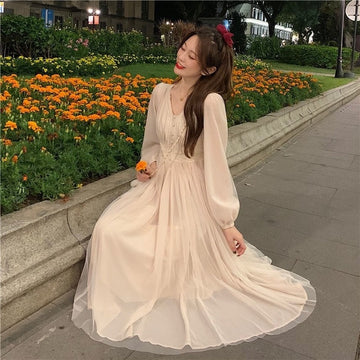 French Vintage V-neck Princess Fairy Dress