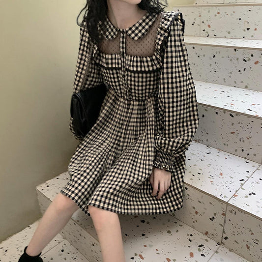 Japanese Kawaii Sweet Plaid Dress