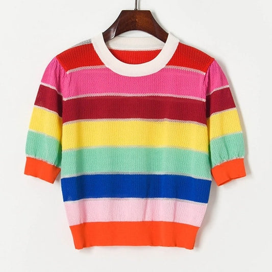 Rainbow Striped Sweater Shirt
