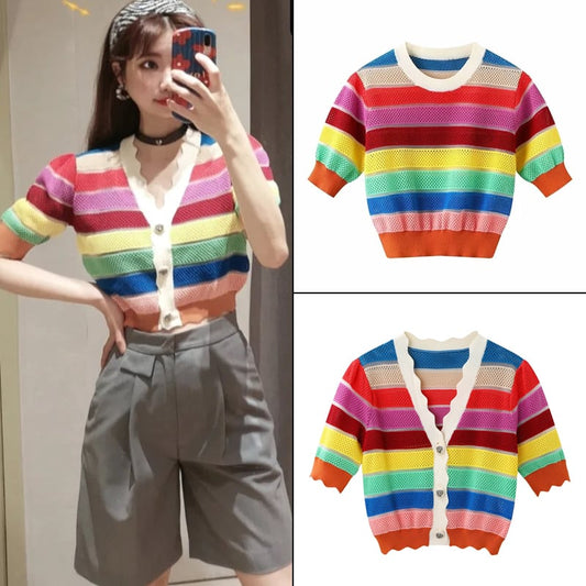 Rainbow Striped Sweater Shirt