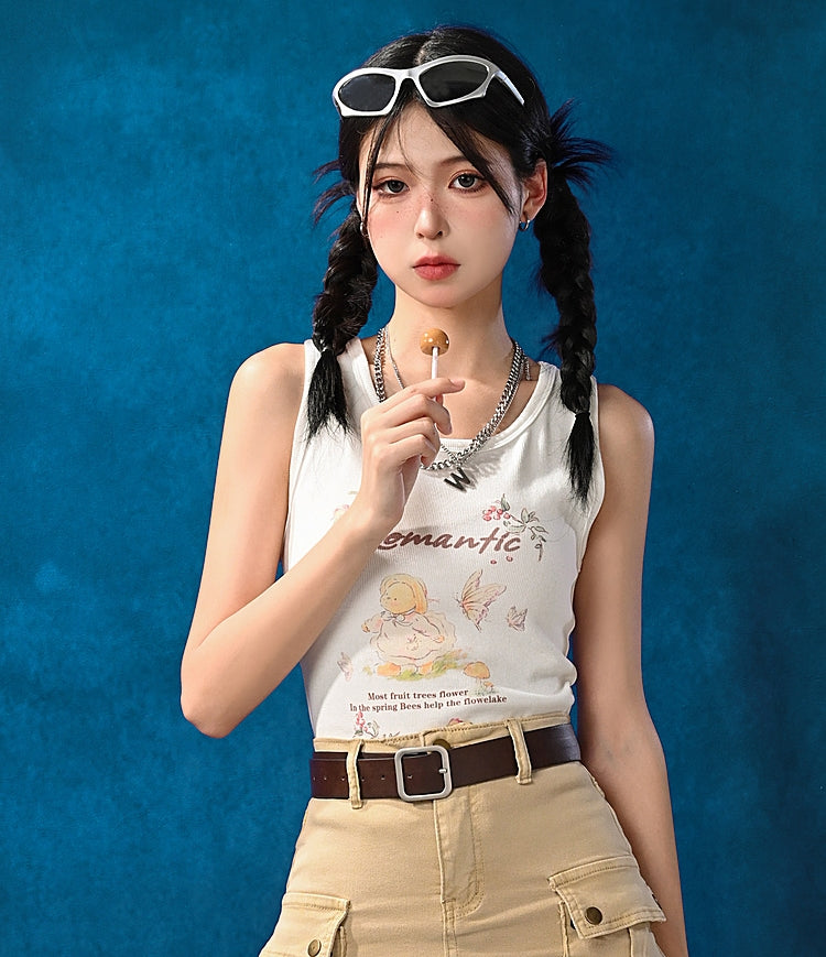 Retro American Hot Girls Style Sleeveless Tank Top