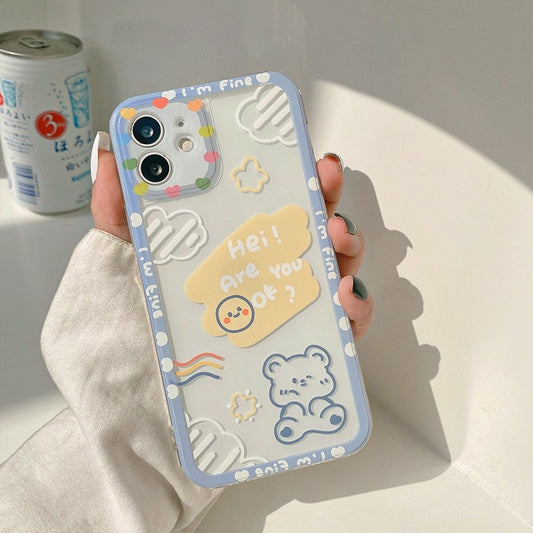 Kawaii Cloud Bear Doodle Art iPhone Case