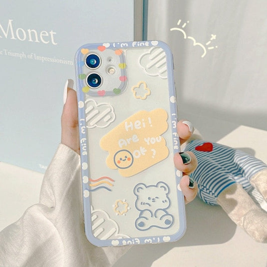 Kawaii Cloud Bear Doodle Art iPhone Case