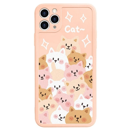 Kawaii Sweet Smile Cat Family iPhone Case