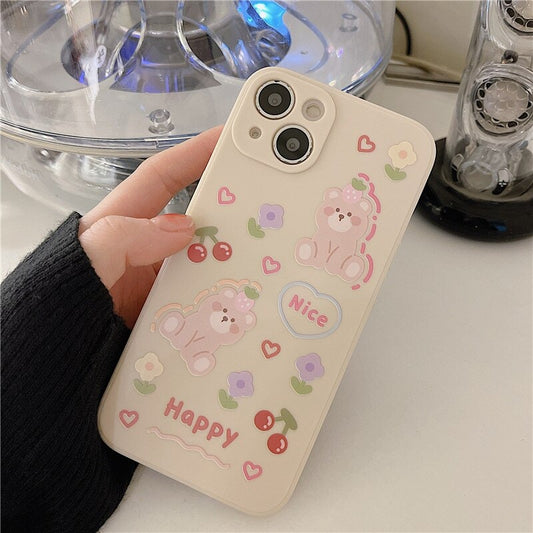 Kawaii Cute Cherry Bear iPhone Case