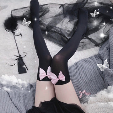 Cute Lace Stockings with Colorful Bows