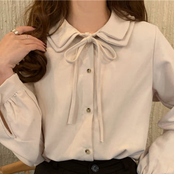 Kawaii Solid Color Strappy Blouse