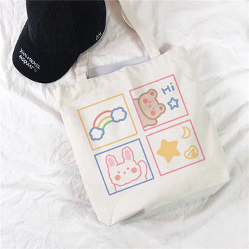 Kawaii Printed Canvas Shopping Bags