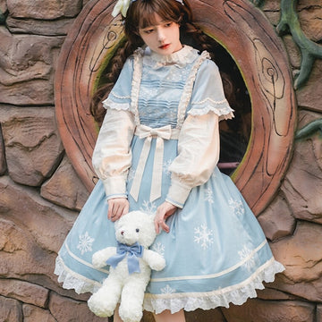 Kawaii Printed Pleated Fashion Sweet Girls Lolita Dress