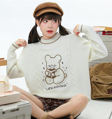 Soft Girl Cute Bear Pullover Sweater