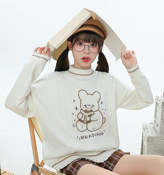 Soft Girl Cute Bear Pullover Sweater