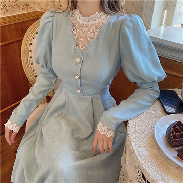 Solid Elegant Sweet Lace Dress