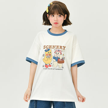 Summer Cute Cartoon Print white T-shirt