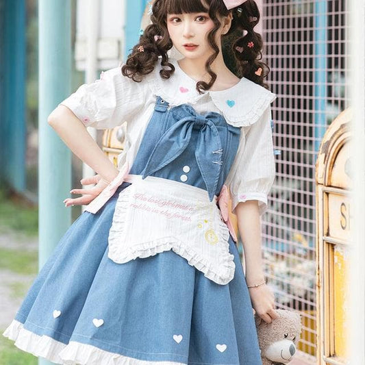 Kawaii Cute Sweet Summer Denim Lolita Dress Set