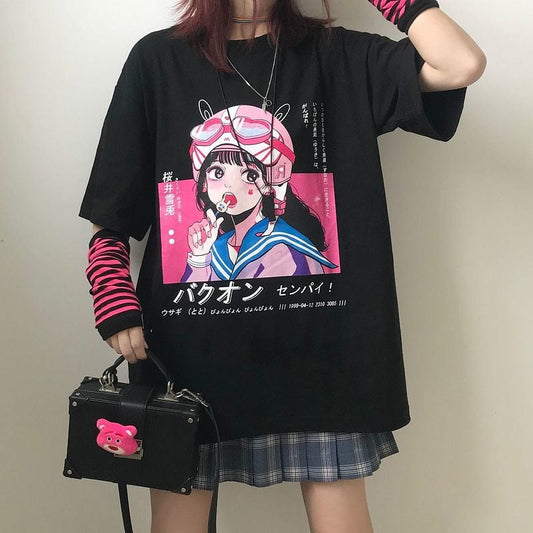 Kawaii Punk Style Black T-shirt