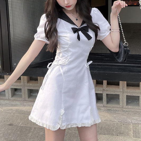 Kawaii Y2K Bow Mini Dress