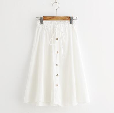 Japanese Summer Button Linen Flounce Skirt