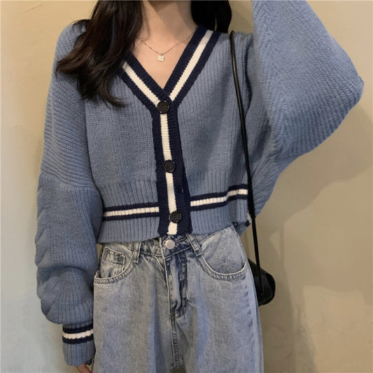 Kawaii Batwing Sleeved Double Color Cardigan