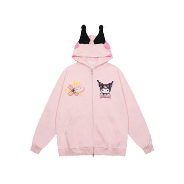 Sweet Cool Style Kuromi Print Oversize Coat