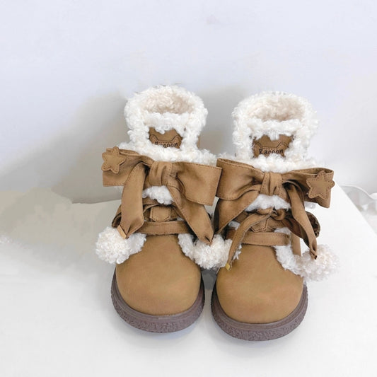 Sweet And Cute Round Toe Plush Snow Boots