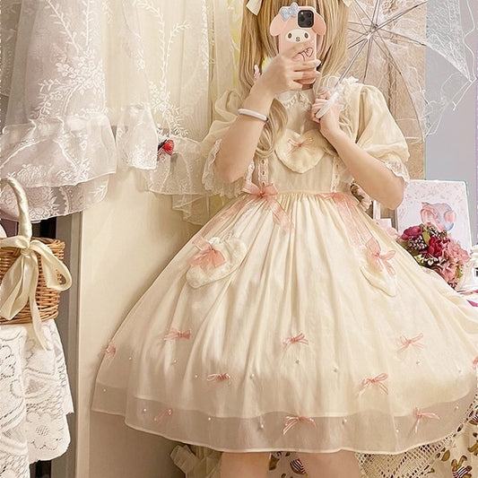 Sweet Polyester Short Sleeves Lolita Dress