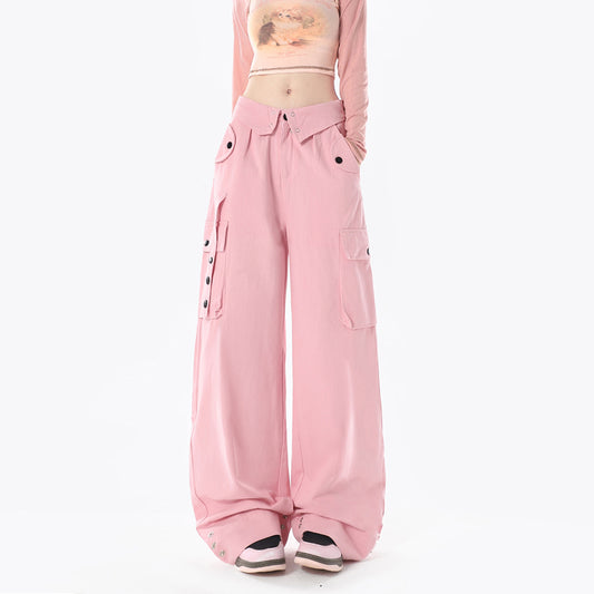 Sweet Girly Style Pink High Waist Overalls