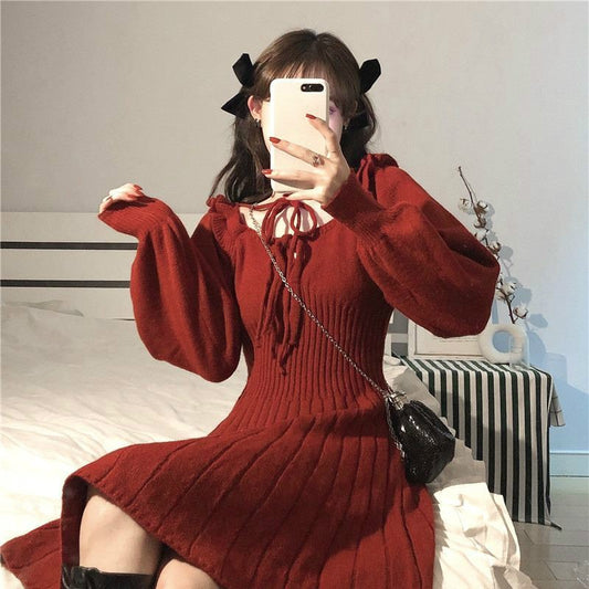 Kawaii Sweet Red Knitted Dress