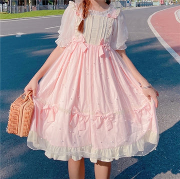 Lolita Mesh Ruffles Flare Sleeved Dress