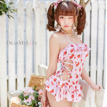 Ruffled Strawberry Swimsuit