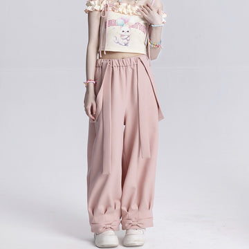 Sweet Pink Bow-Embellished Overalls