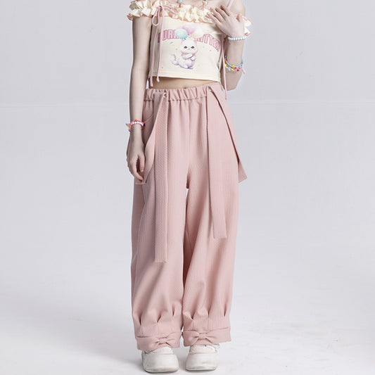 Sweet Pink Bow-Embellished Overalls