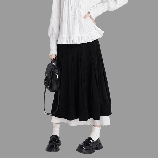 Sweet Preppy Corduroy High-waisted Pleated Skirt