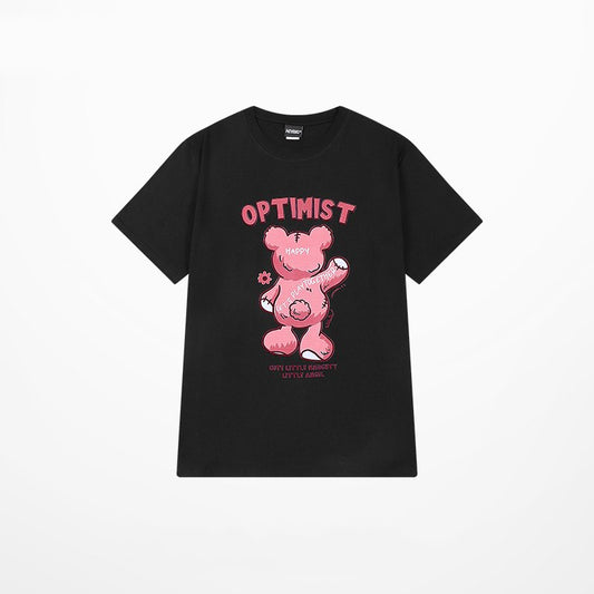 Sweet Style Pink Cartoon Bear Print T-Shirt