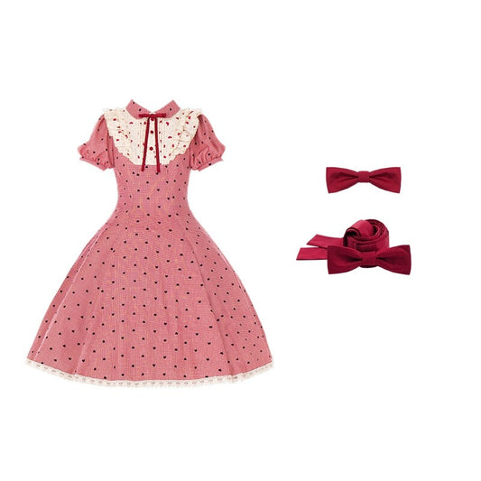 Sweet Style Pink Plaid Printed Lolita Dress