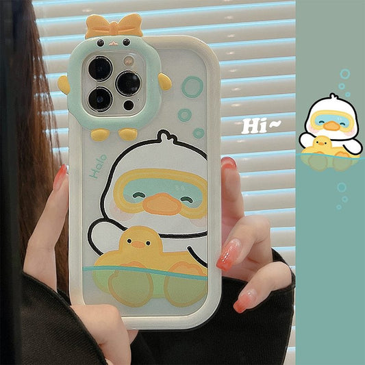 Kawaii Swimming Rng Duck iPhone Case