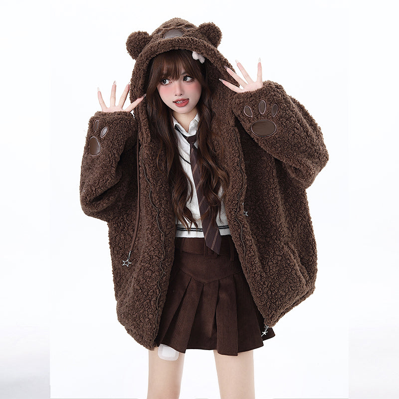 Sweet Cool Girly Style Bear Hooded Coat