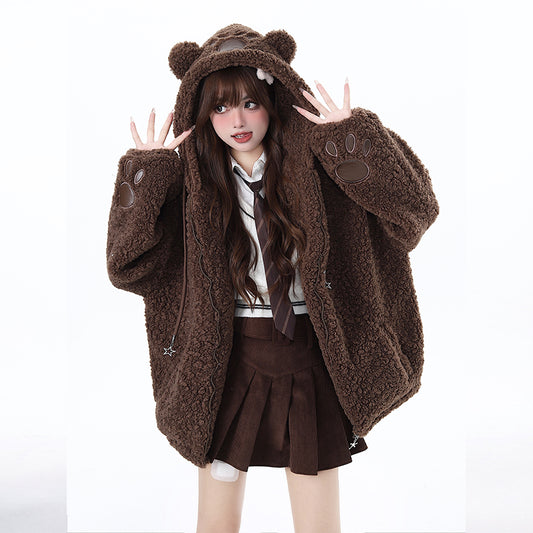 Sweet Cool Girly Style Bear Hooded Coat