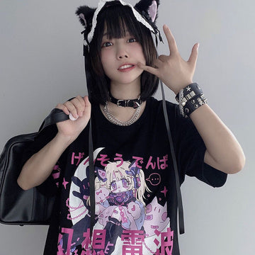 Kawaii Black Punk Anime T-shirt