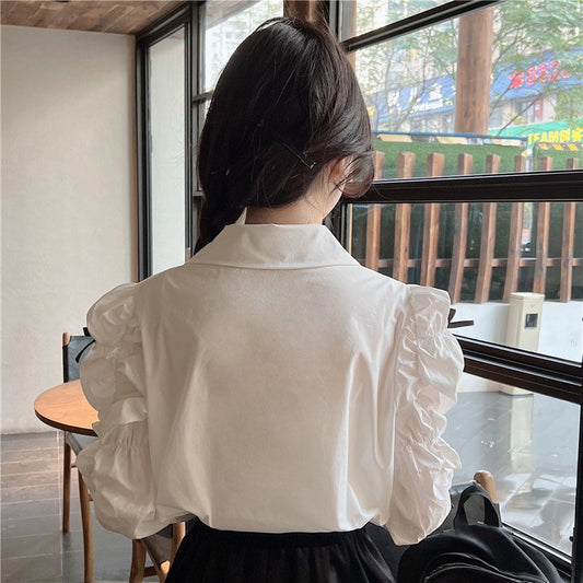 Kawaii Puff Sleeved Ruched Shirt