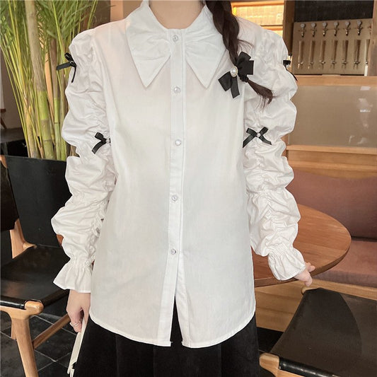 Kawaii Puff Sleeved Ruched Shirt