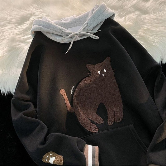 Coffee Cat Oversized Kawaii Hoodie